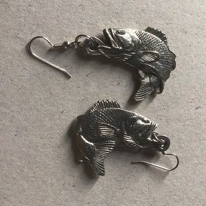 Bass fish hook earrings new without tags